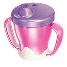 Rotho - Cana suc cu supapa silicon si manere 300ml roz